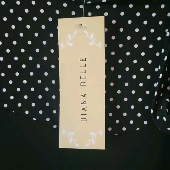 Diana Belle Womans Sz. L Black Polka Dot Sleeveless Tie Neck Shirt Blouse Office - Picture 4 of 7